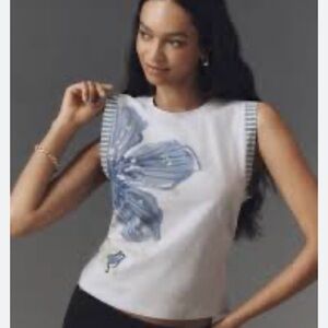 Anthropologie Pilcro Floral Muscle Tee NWT Size Small Cinched Sides